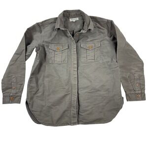 Madewell Women's M Olive Green Shacket Utility‎ Shirt Button Down Relaxed Fit